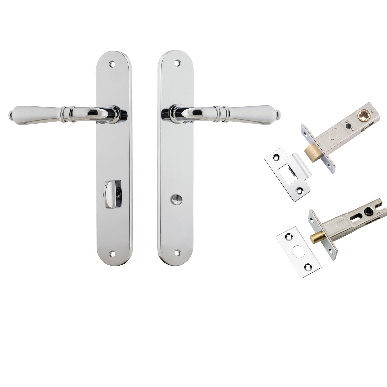 Iver Door Handle Sarlat Oval Privacy Polished Chrome Inbuilt Privacy Kit