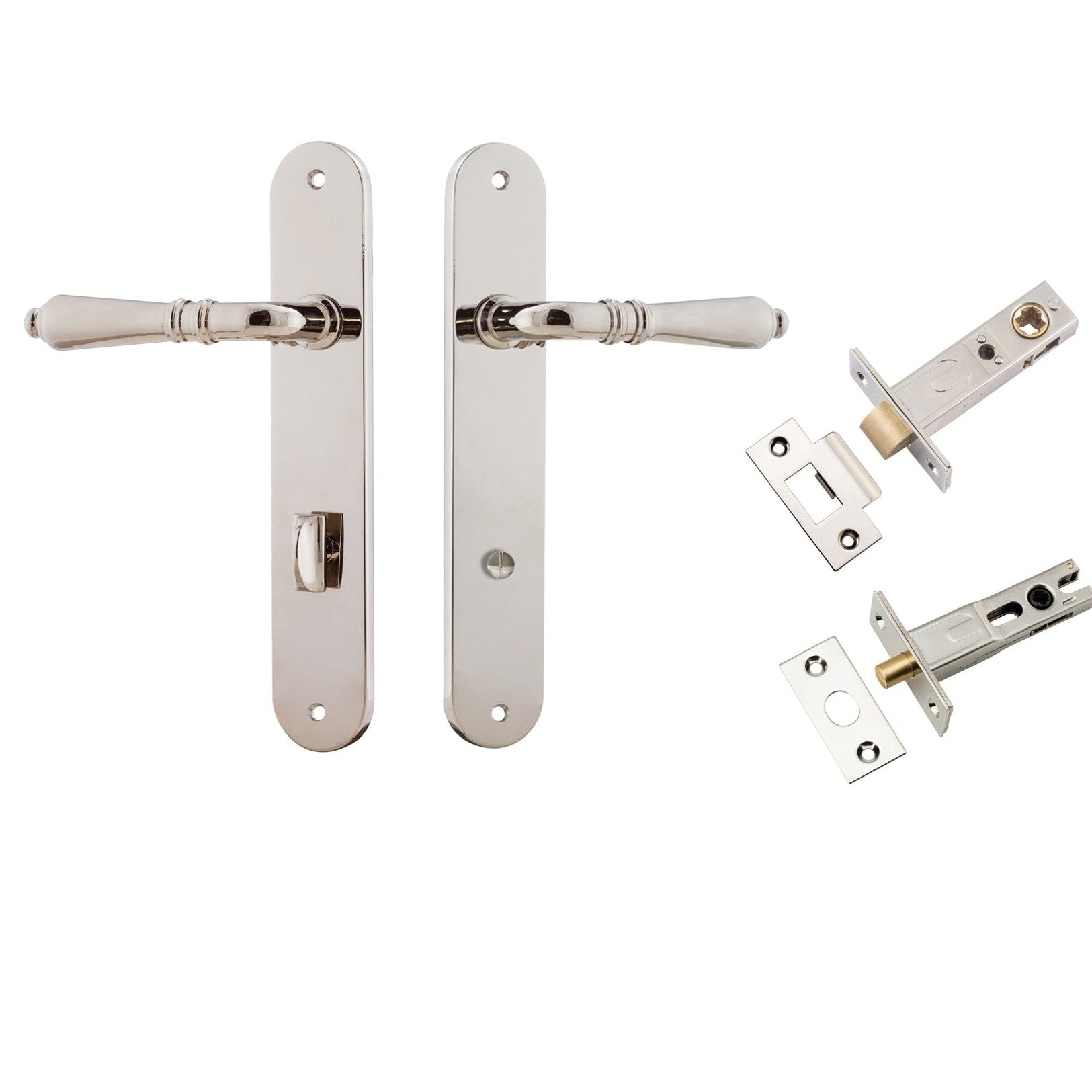 Iver Door Handle Sarlat Oval Privacy Polished Nickel Inbuilt Privacy Kit