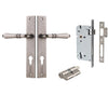 Iver Door Handle Sarlat Rectangular Euro Key/Key Distressed Nickel Entrance Kit