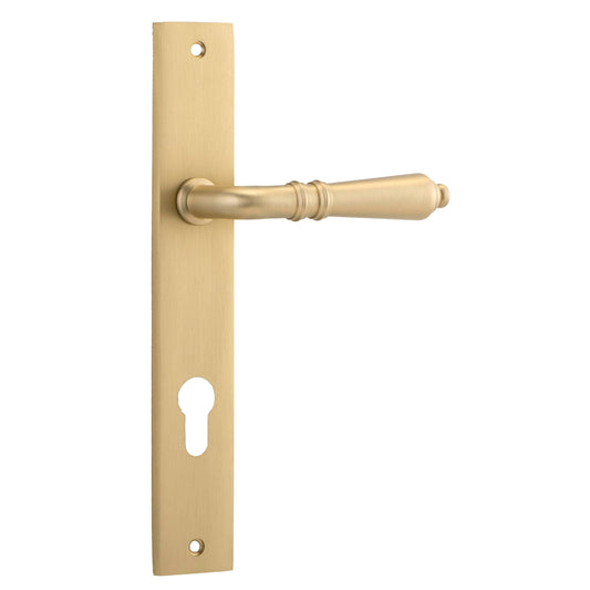 Iver Door Handle Sarlat Rectangular Euro Pair Brushed Brass