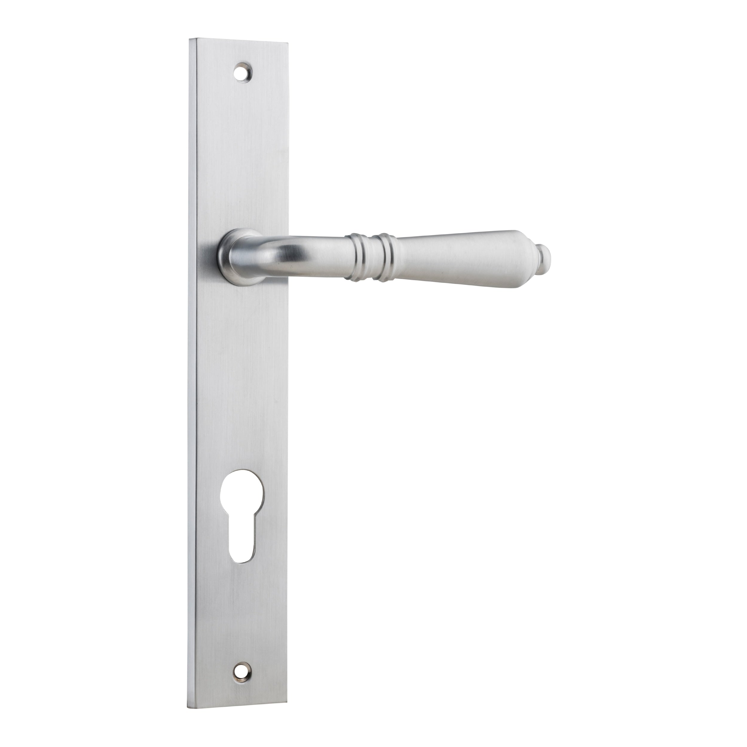 Iver Door Handle Sarlat Rectangular Euro Pair Brushed Chrome