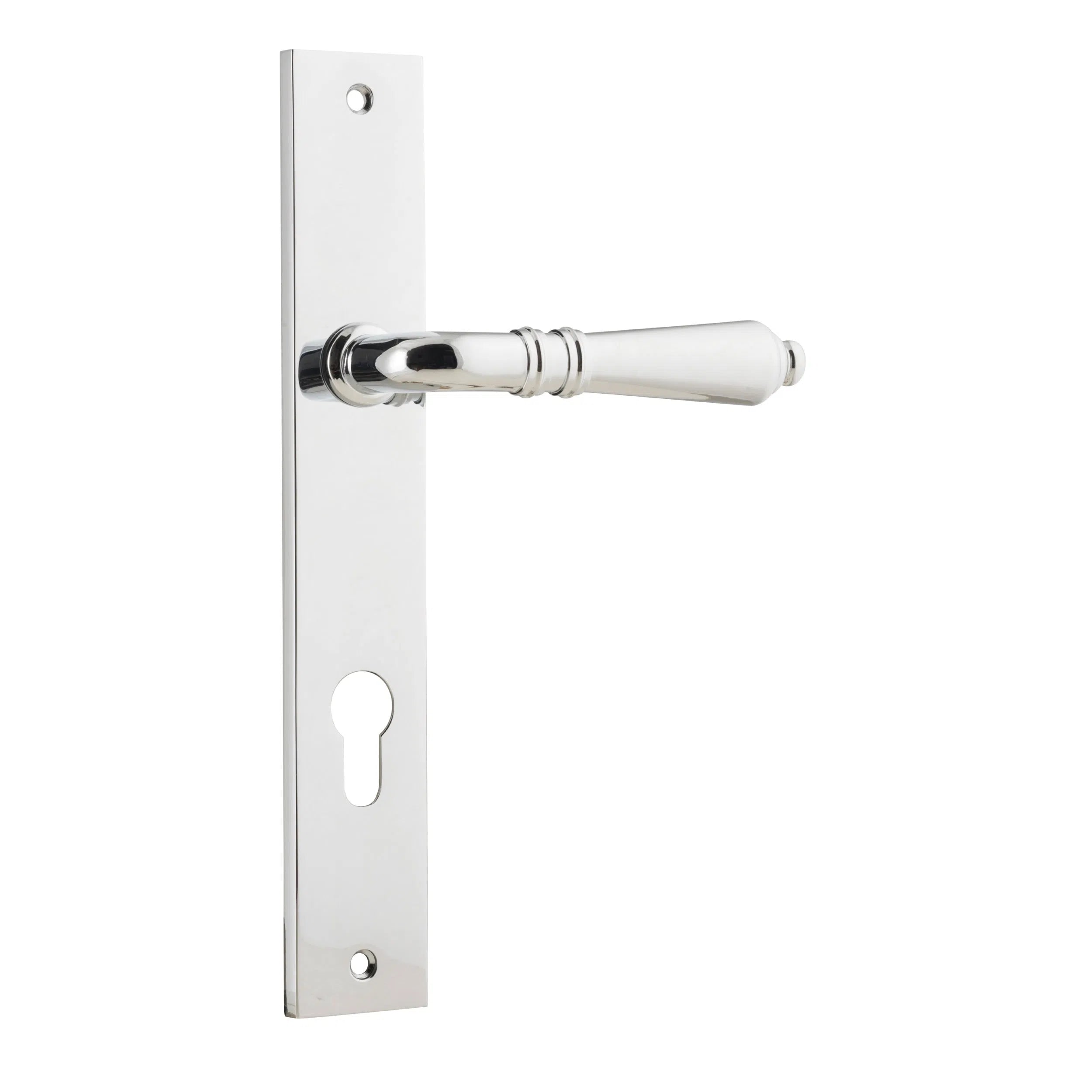 Iver Door Handle Sarlat Rectangular Euro Pair Polished Chrome