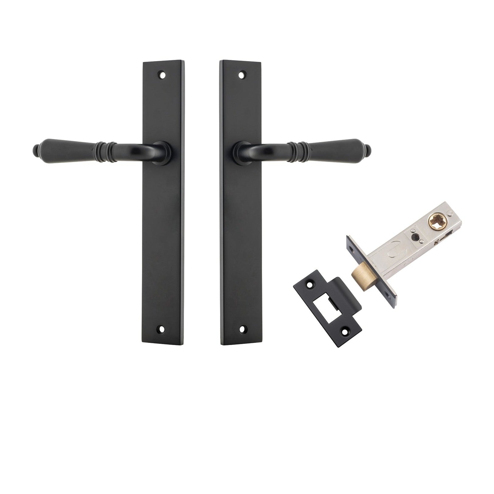 Iver Door Handle Sarlat Rectangular Latch Matt Black Passage Kit