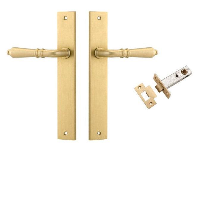 Iver Door Handle Sarlat Rectangular Latch Pair Brushed Gold PVD Passage Kit