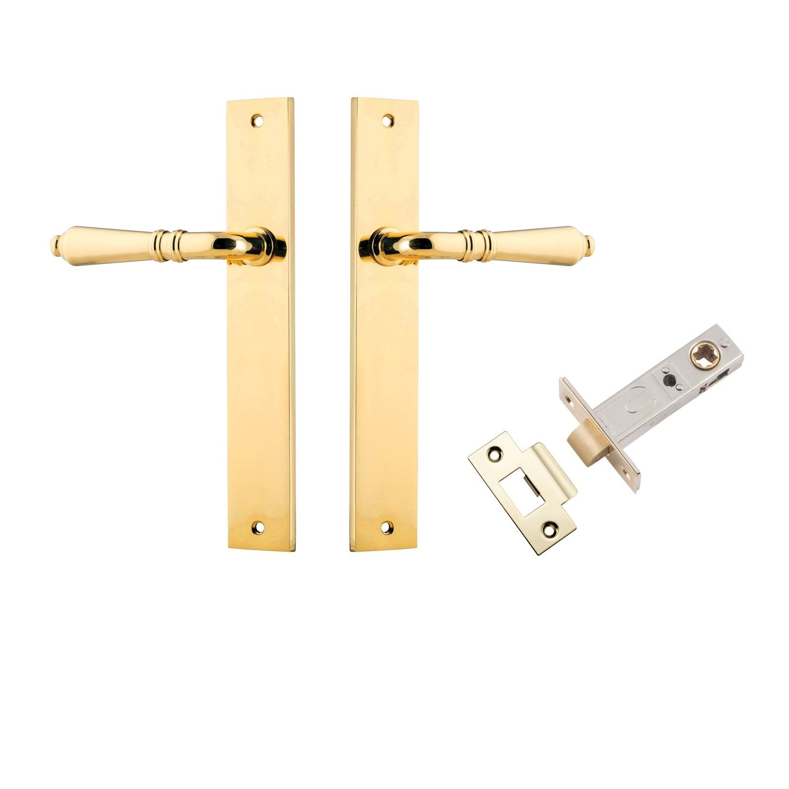 Iver Door Handle Sarlat Rectangular Latch Polished Brass Passage Kit