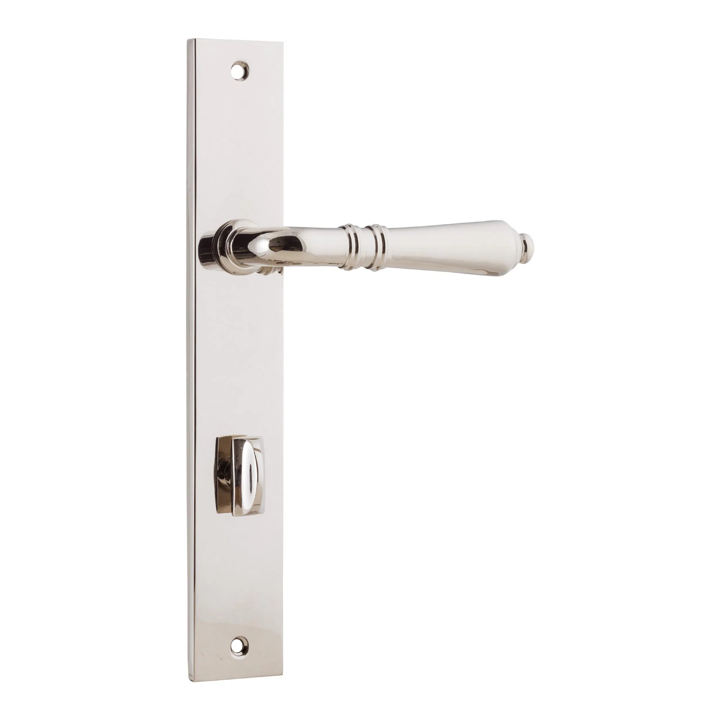 Iver Door Handle Sarlat Rectangular Privacy Pair Polished Nickel