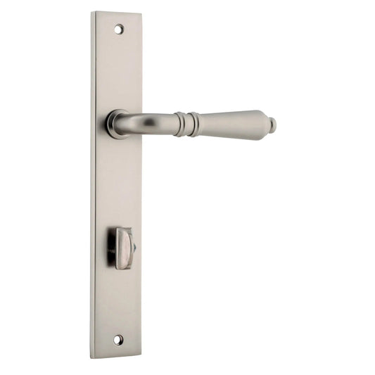 Iver Door Handle Sarlat Rectangular Privacy Pair Satin Nickel