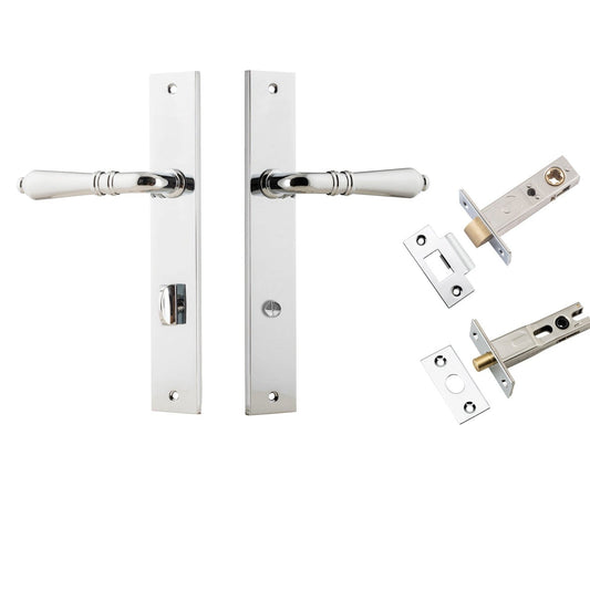 Iver Door Handle Sarlat Rectangular Privacy Polished Chrome Inbuilt Privacy Kit