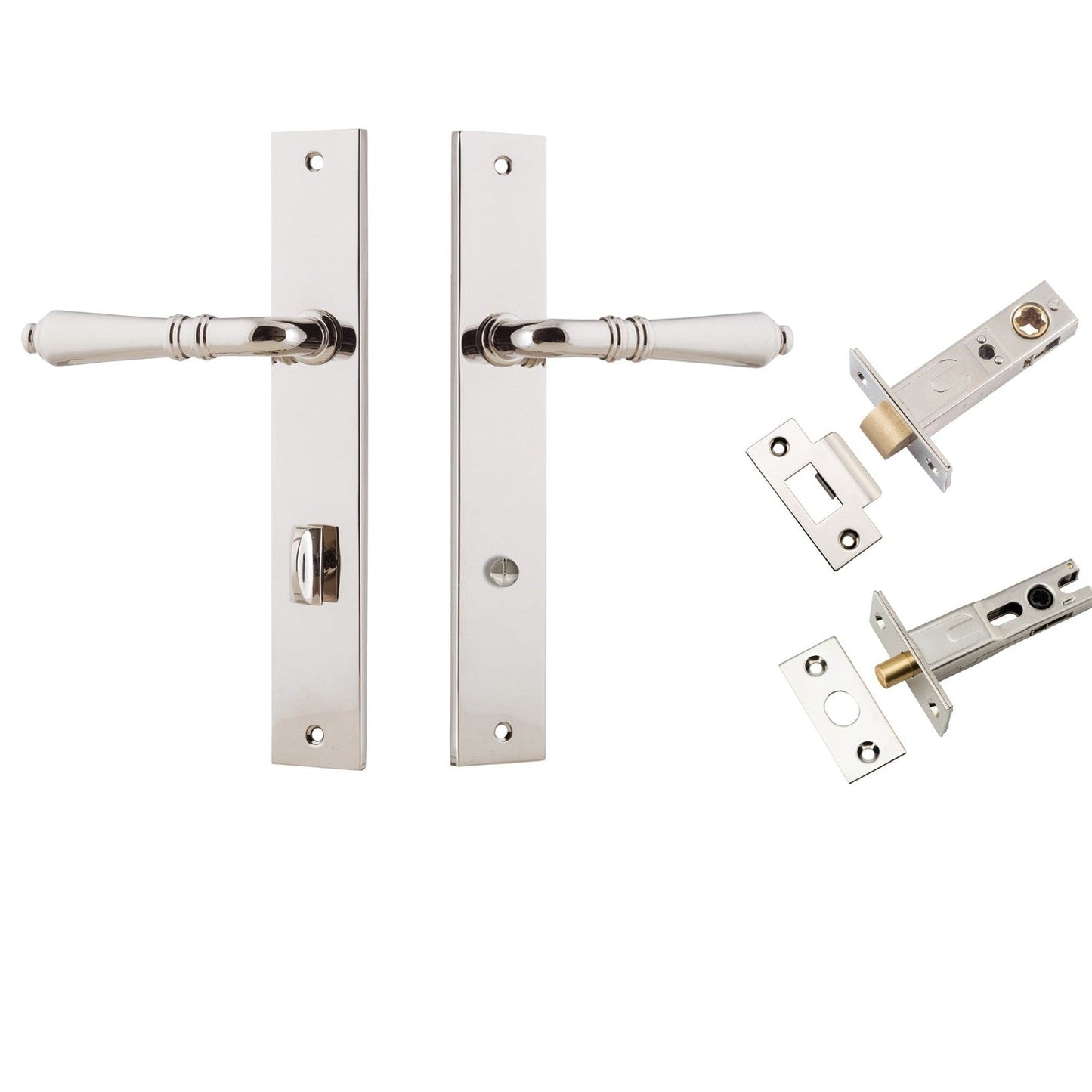 Iver Door Handle Sarlat Rectangular Privacy Polished Nickel Inbuilt Privacy Kit