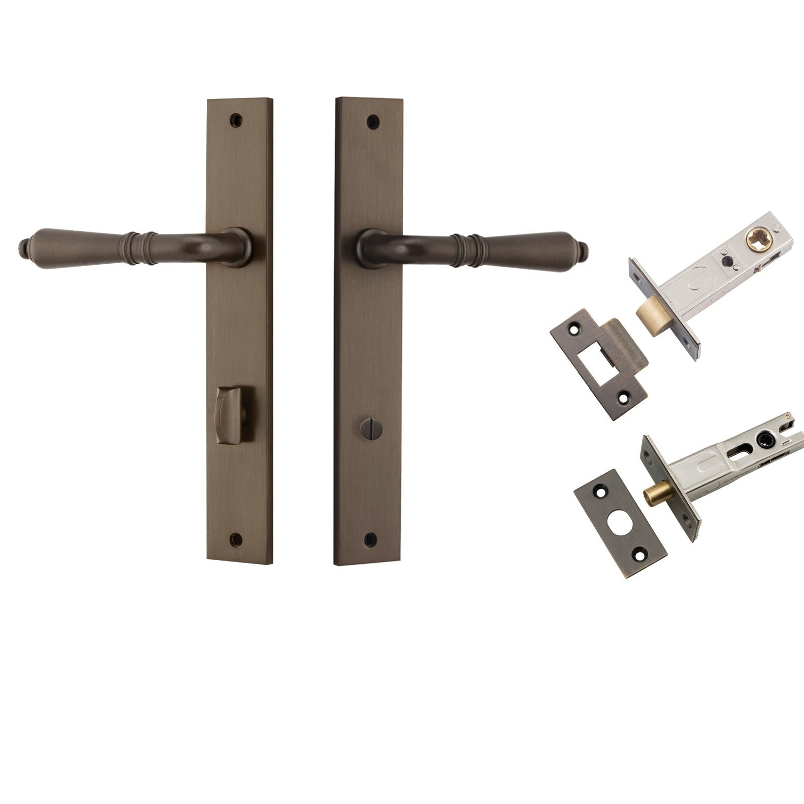 Iver Door Handle Sarlat Rectangular Privacy Signature Brass Inbuilt Privacy Kit