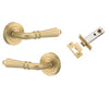 Iver Door Handle Sarlat Rose Round Pair Brushed Gold PVD Passage Kit