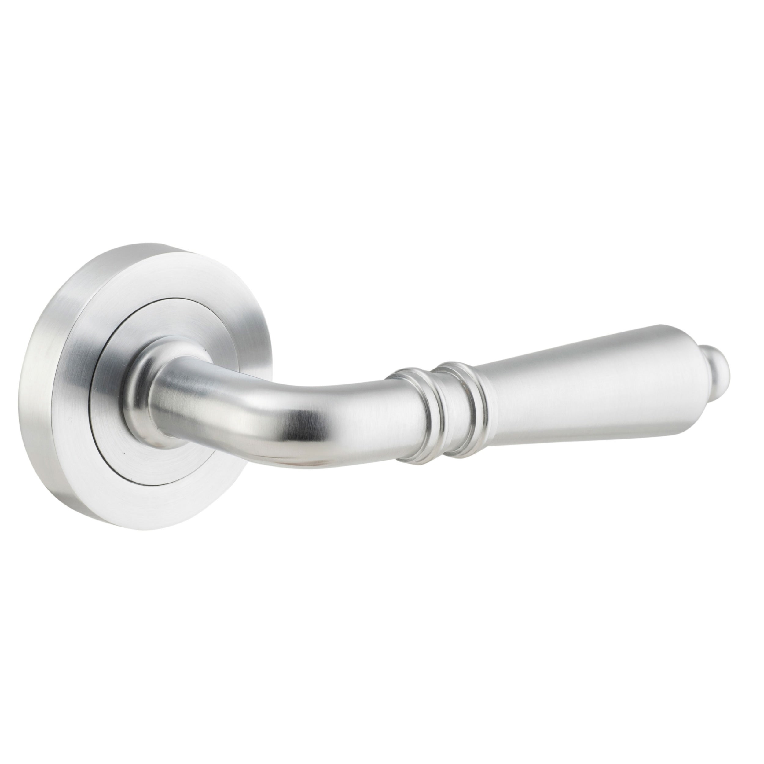 Iver Door Handle Sarlat Round Rose Pair Brushed Chrome