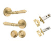 Iver Door Handle Sarlat Round Rose Pair Brushed Gold PVD Privacy Kit