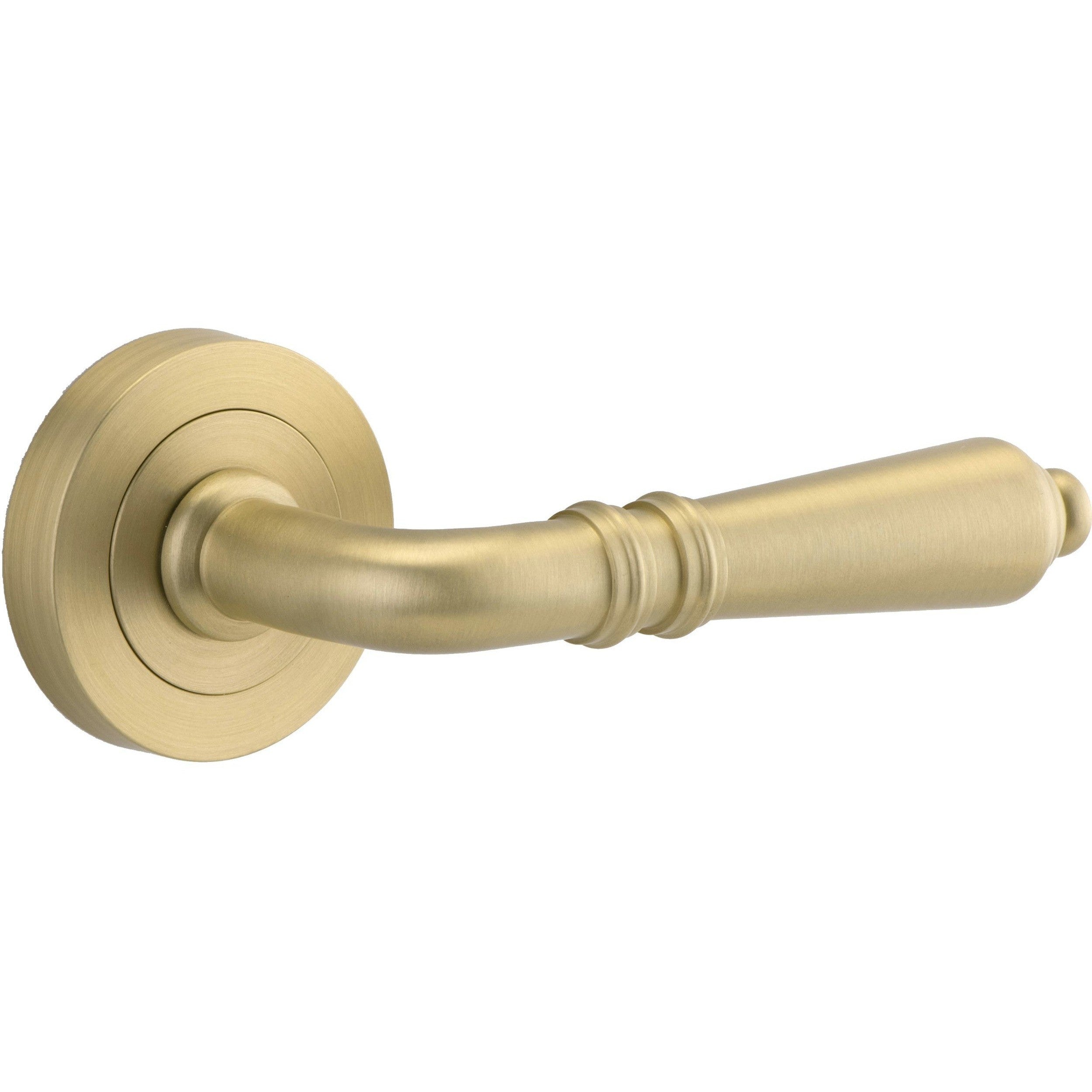 Iver Door Handle Sarlat Round Rose Pair Brushed Gold PVD