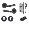 Iver Door Handle Sarlat Round Rose Pair Key/Key Matt Black Entrance Kit