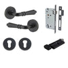 Iver Door Handle Sarlat Round Rose Pair Key/Thumb Matt Black Entrance Kit