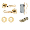 Iver Door Handle Sarlat Round Rose Pair Key/Thumb Polished Brass Entrance Kit