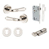 Iver Door Handle Sarlat Round Rose Pair Key/Thumb Polished Nickel Entrance Kit