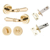 Iver Door Handle Sarlat Round Rose Pair Polished Brass Privacy Kit