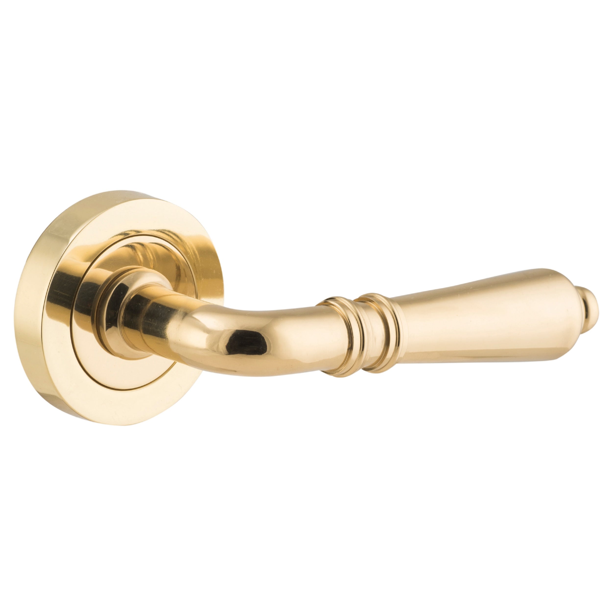 Iver Door Handle Sarlat Round Rose Pair Polished Brass