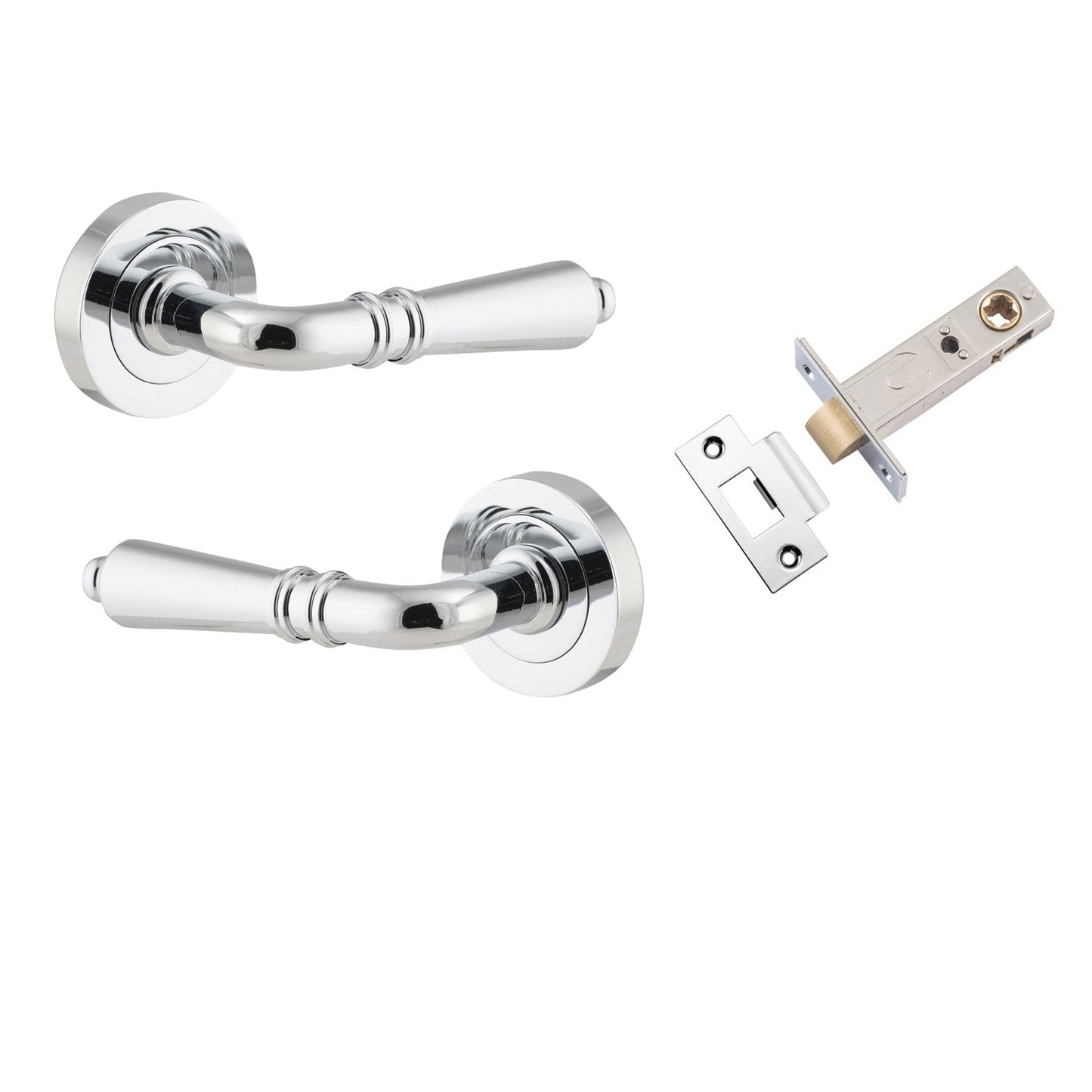 Iver Door Handle Sarlat Round Rose Pair Polished Chrome Passage Kit
