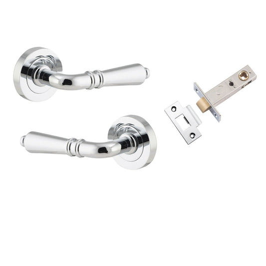 Iver Door Handle Sarlat Round Rose Pair Polished Chrome Passage Kit