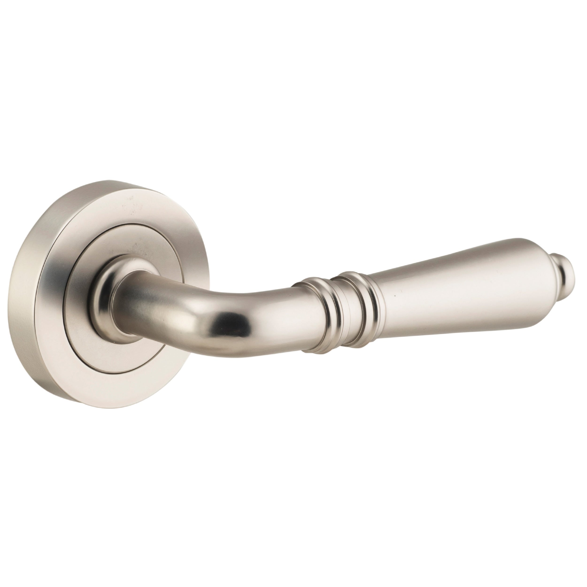 Iver Door Handle Sarlat Round Rose Pair Satin Nickel