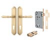 Iver Door Handle Sarlat Shouldered Euro Key/Key Brushed Brass Entrance Kit