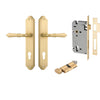 Iver Door Handle Sarlat Shouldered Euro Key/Thumb Brushed Gold PVD Entrance Kit