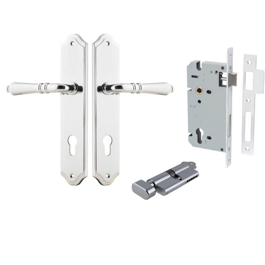 Iver Door Handle Sarlat Shouldered Euro Key/Thumb Polished Chrome Entrance Kit