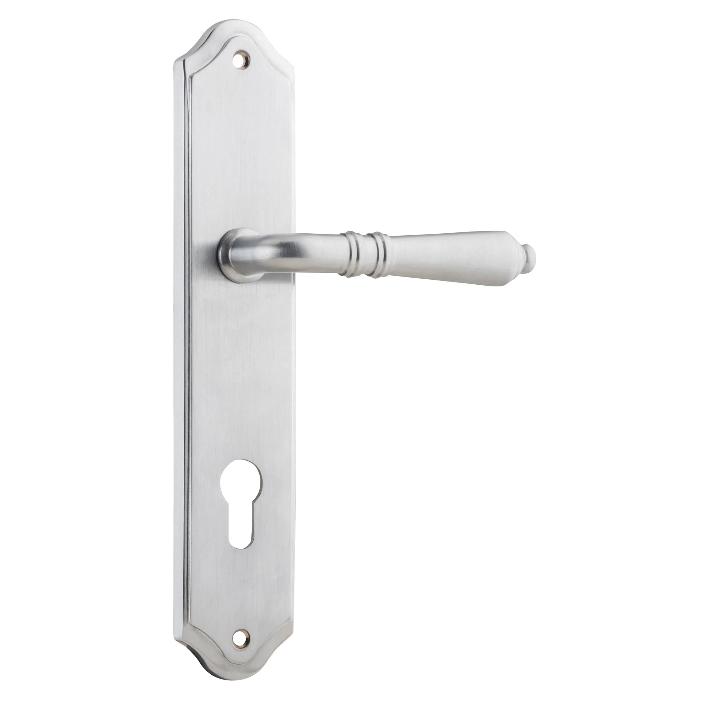 Iver Door Handle Sarlat Shouldered Euro Pair Brushed Chrome