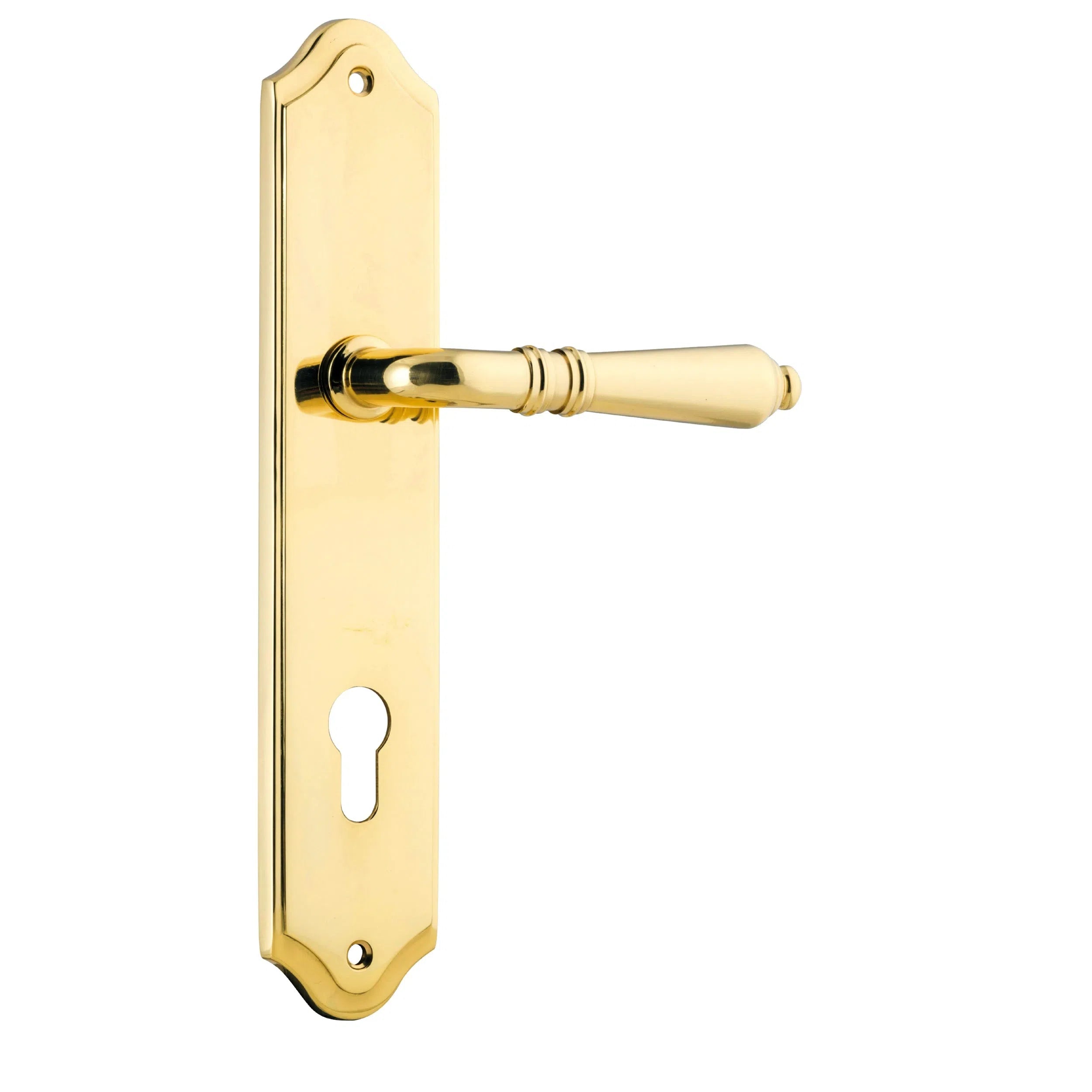 Iver Door Handle Sarlat Shouldered Euro Pair Polished Brass