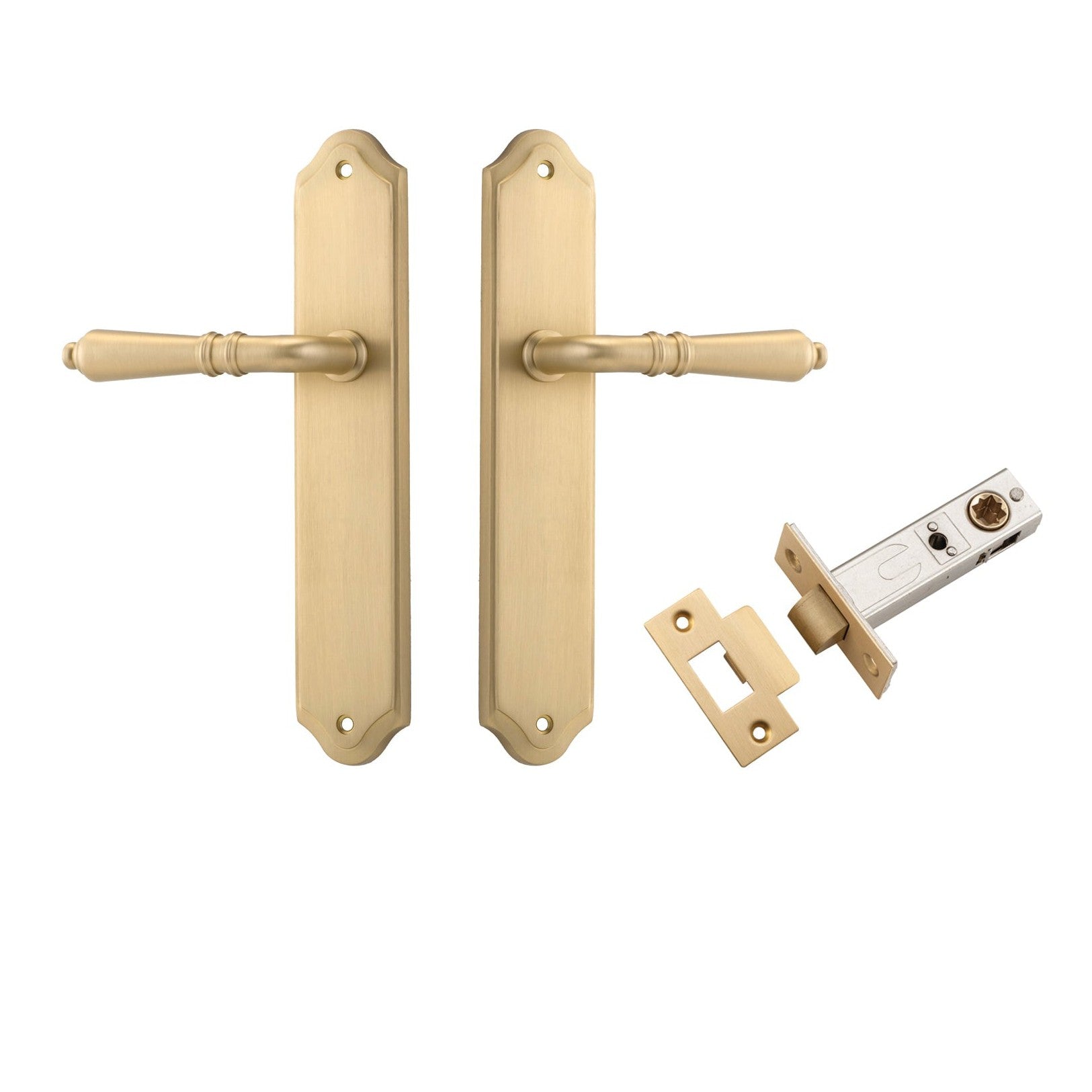 Iver Door Handle Sarlat Shouldered Latch Brushed Brass Passage Kit