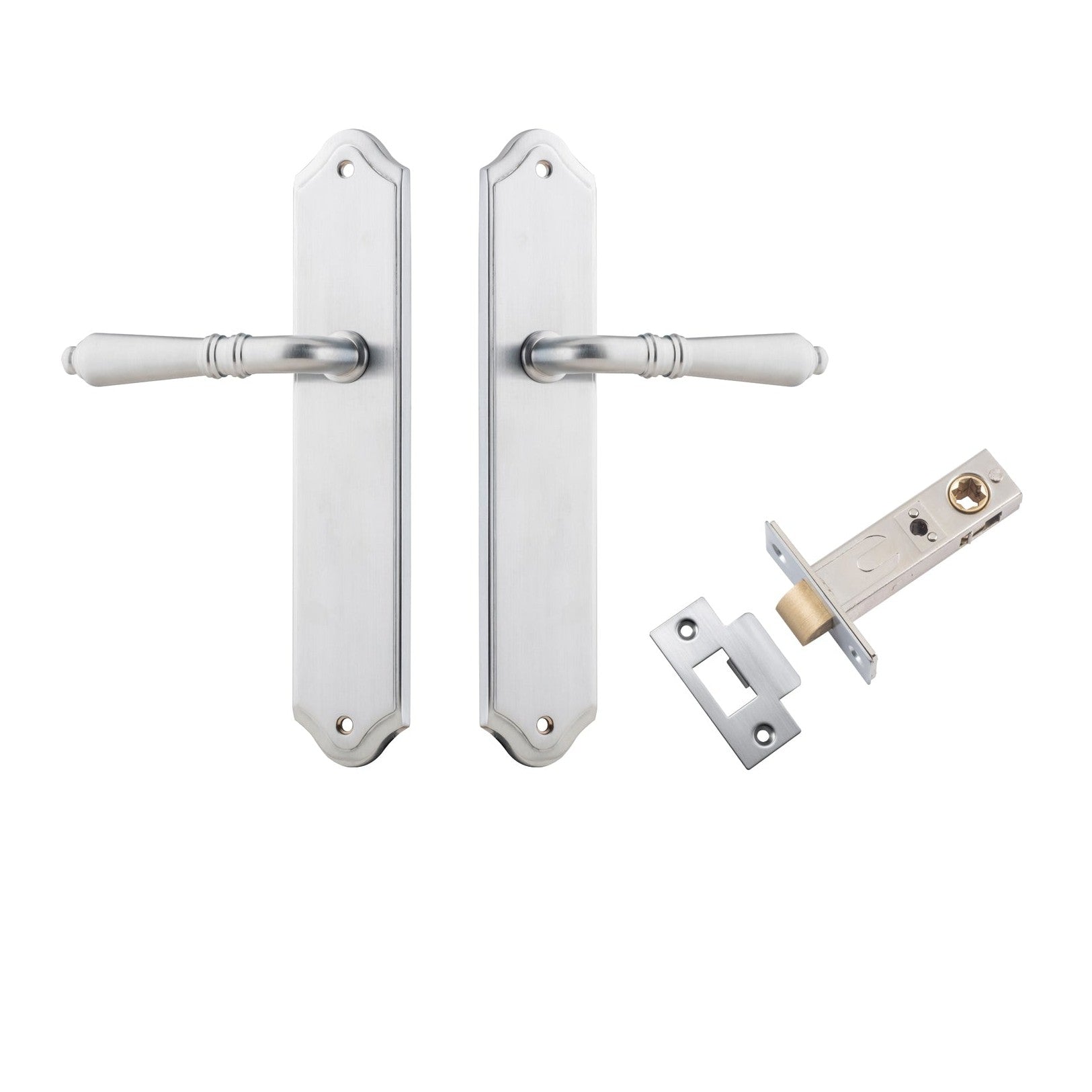 Iver Door Handle Sarlat Shouldered Latch Brushed Chrome Passage Kit