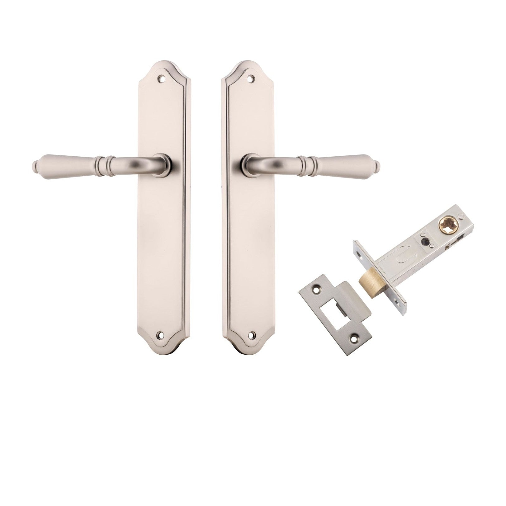 Iver Door Handle Sarlat Shouldered Latch Satin Nickel Passage Kit