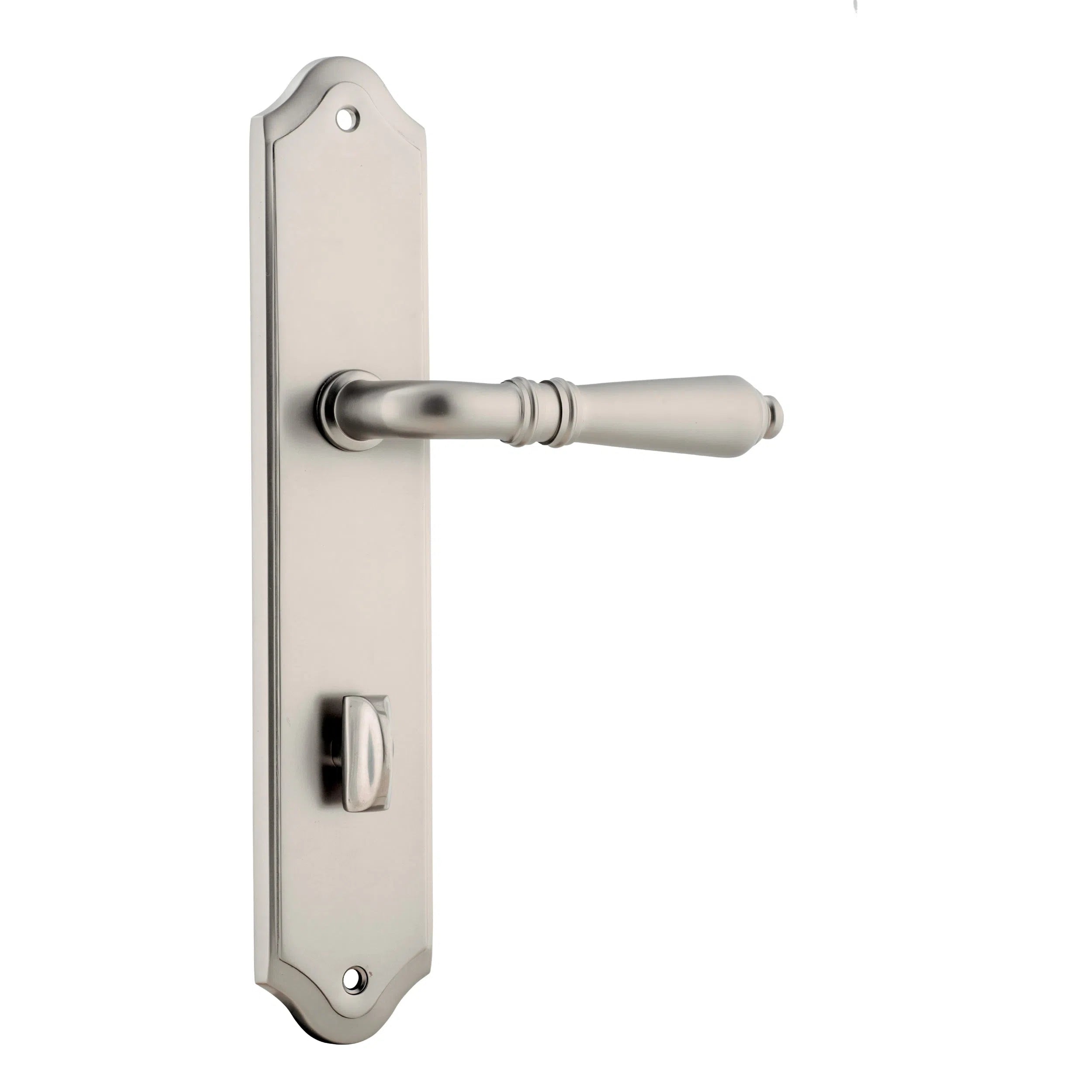 Iver Door Handle Sarlat Shouldered Privacy Pair Satin Nickel