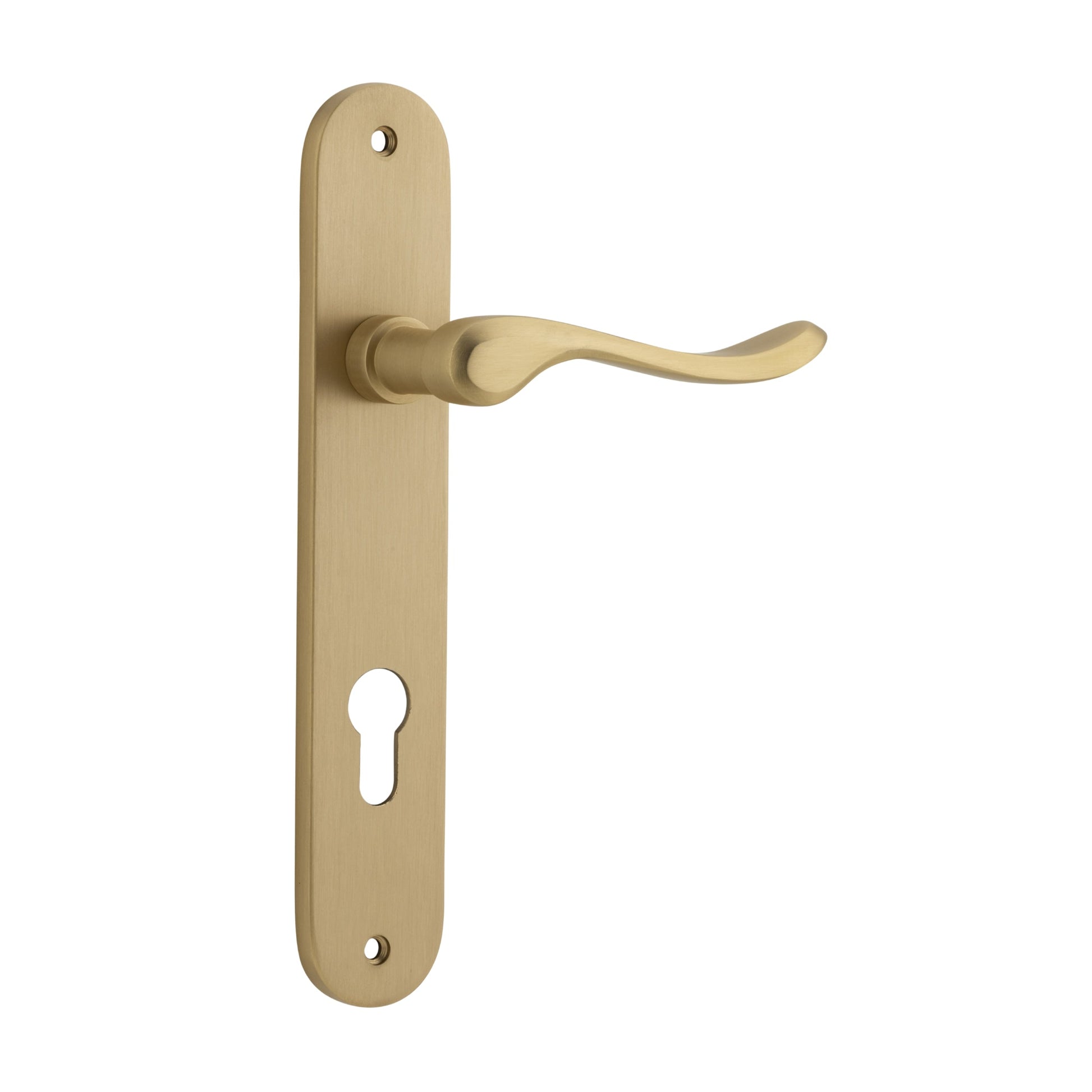 Iver Door Handle Stirling Oval Euro Pair Brushed Brass