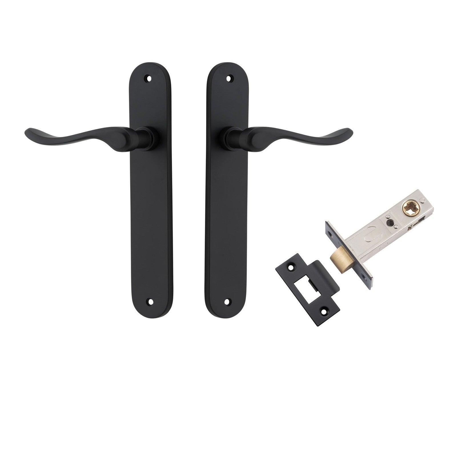 Iver Door Handle Stirling Oval Latch Pair Matt Black Passage Kit