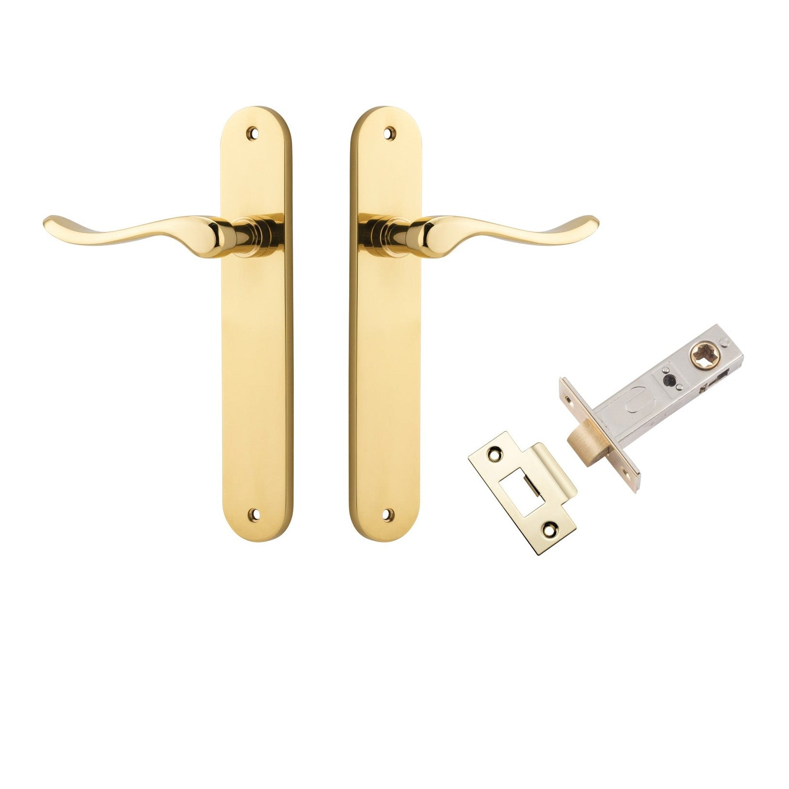 Iver Door Handle Stirling Oval Latch Pair Polished Brass Passage Kit