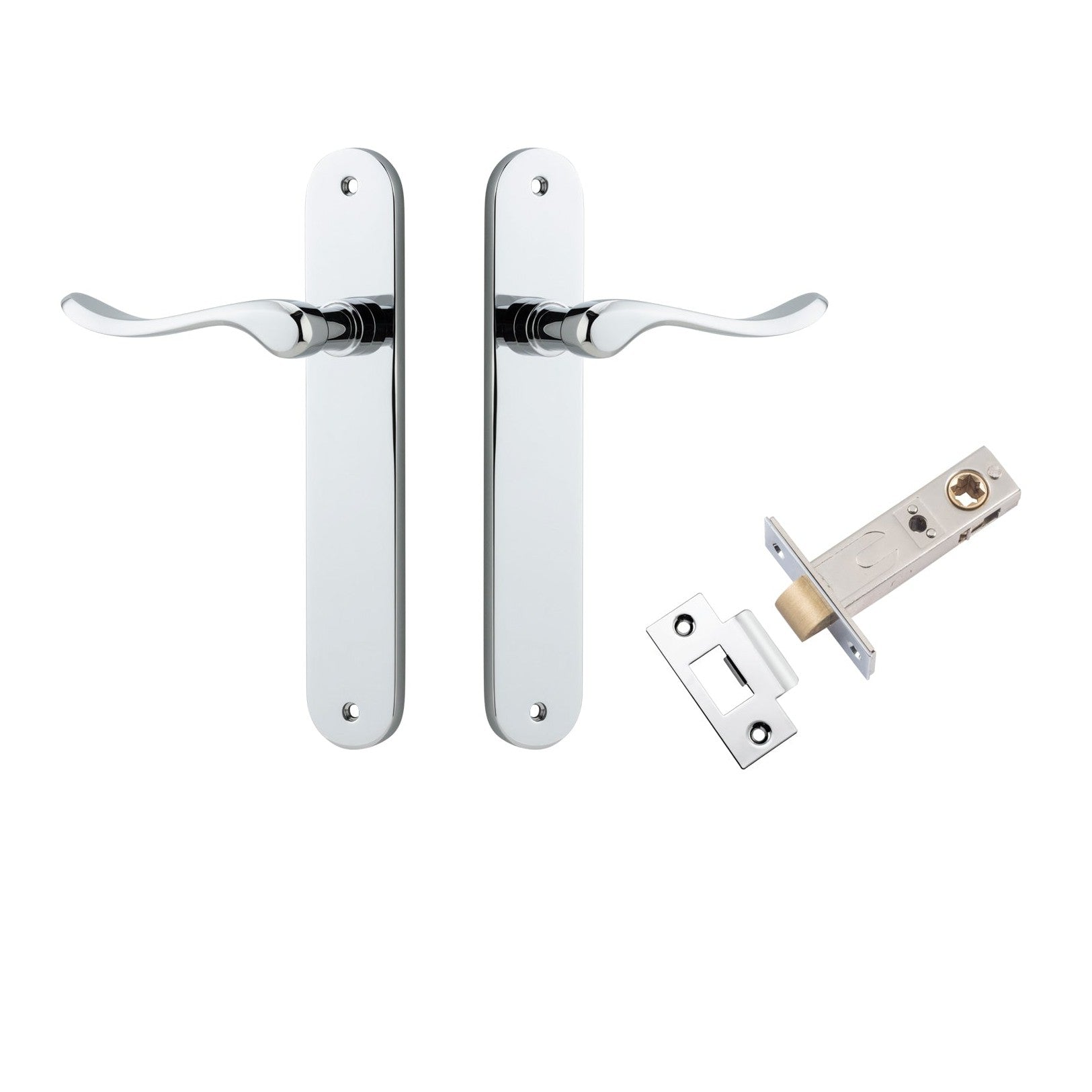 Iver Door Handle Stirling Oval Latch Pair Polished Chrome Passage Kit