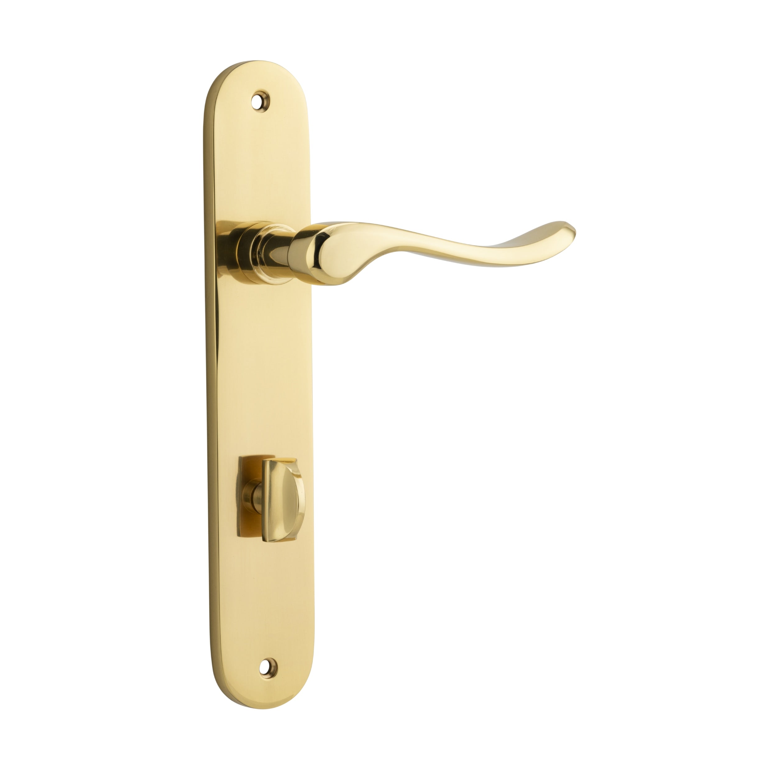 Iver Door Handle Stirling Oval Privacy Pair Polished Brass