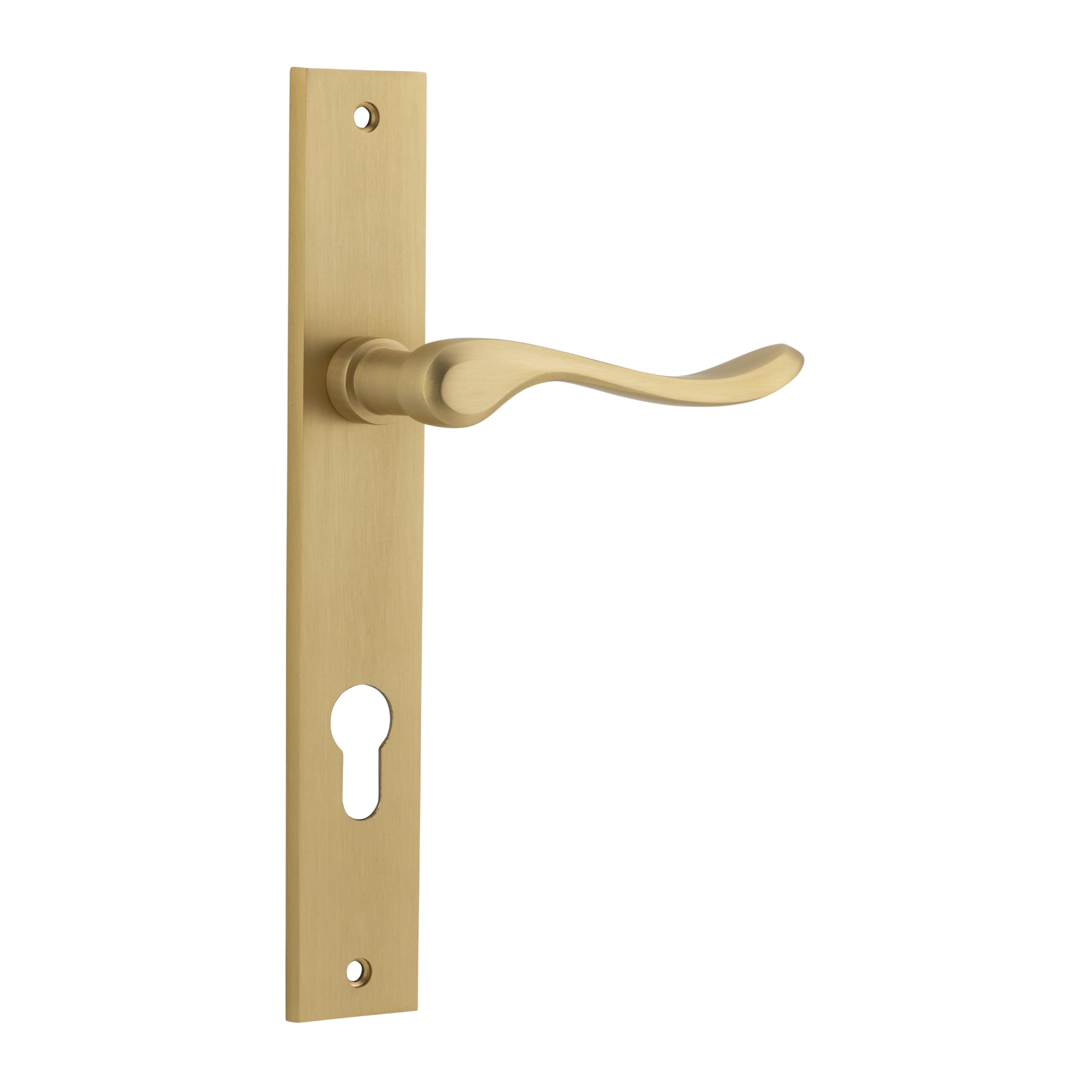 Iver Door Handle Stirling Rectangular Euro Pair Brushed Brass