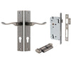 Iver Door Handle Stirling Rectangular Euro Pair Key/Thumb Distressed Nickel Entrance Kit