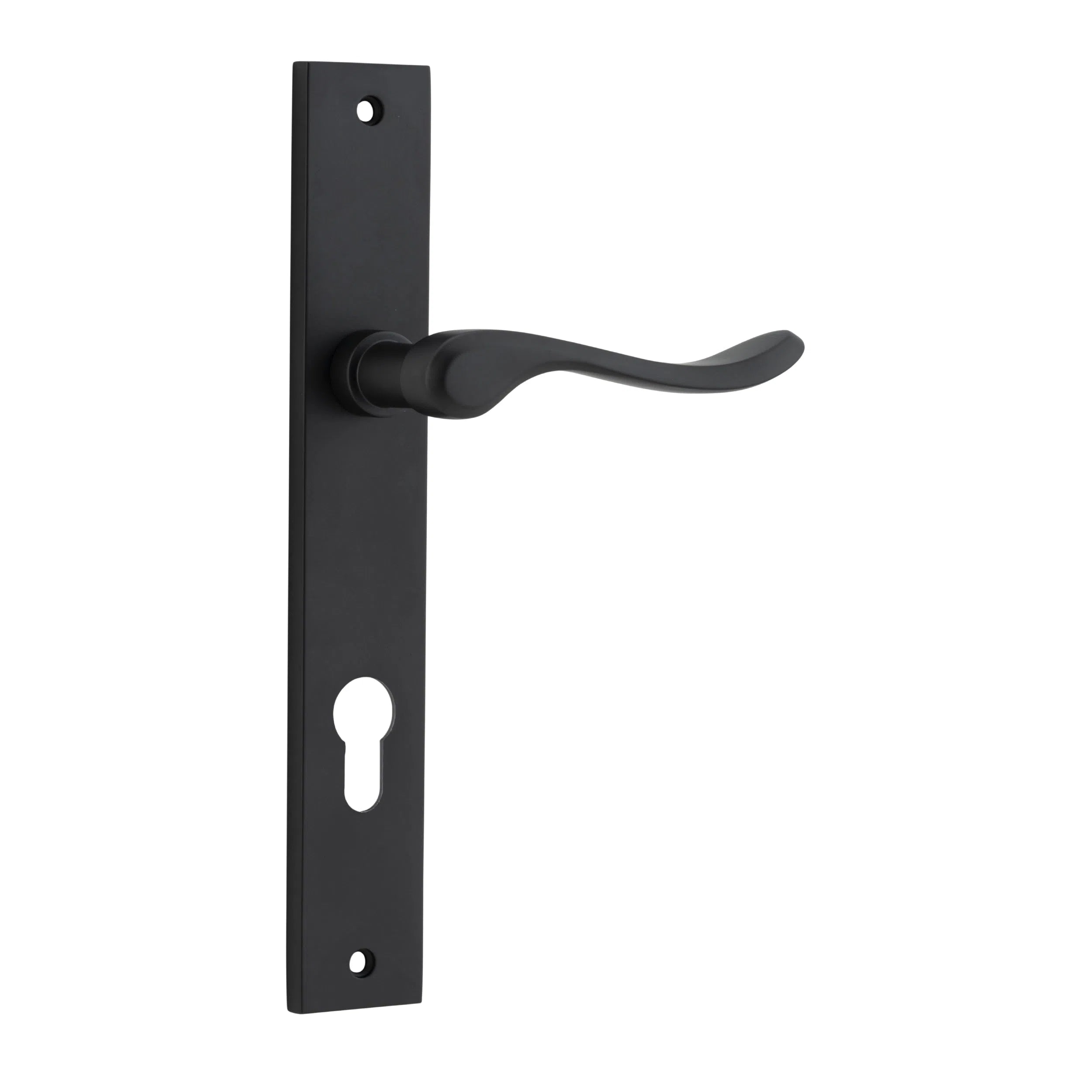 Iver Door Handle Stirling Rectangular Euro Pair Matt Black