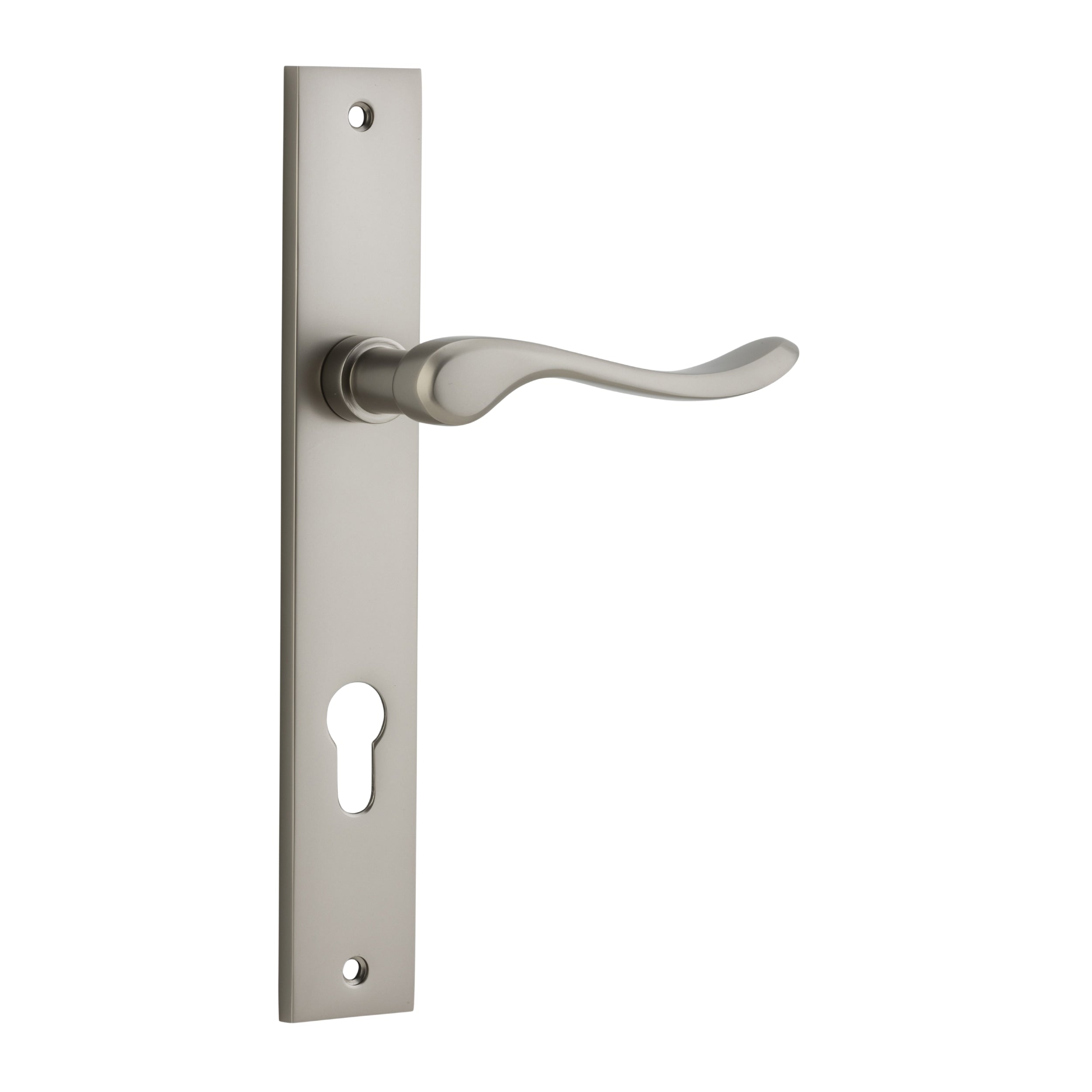 Iver Door Handle Stirling Rectangular Euro Pair Satin Nickel