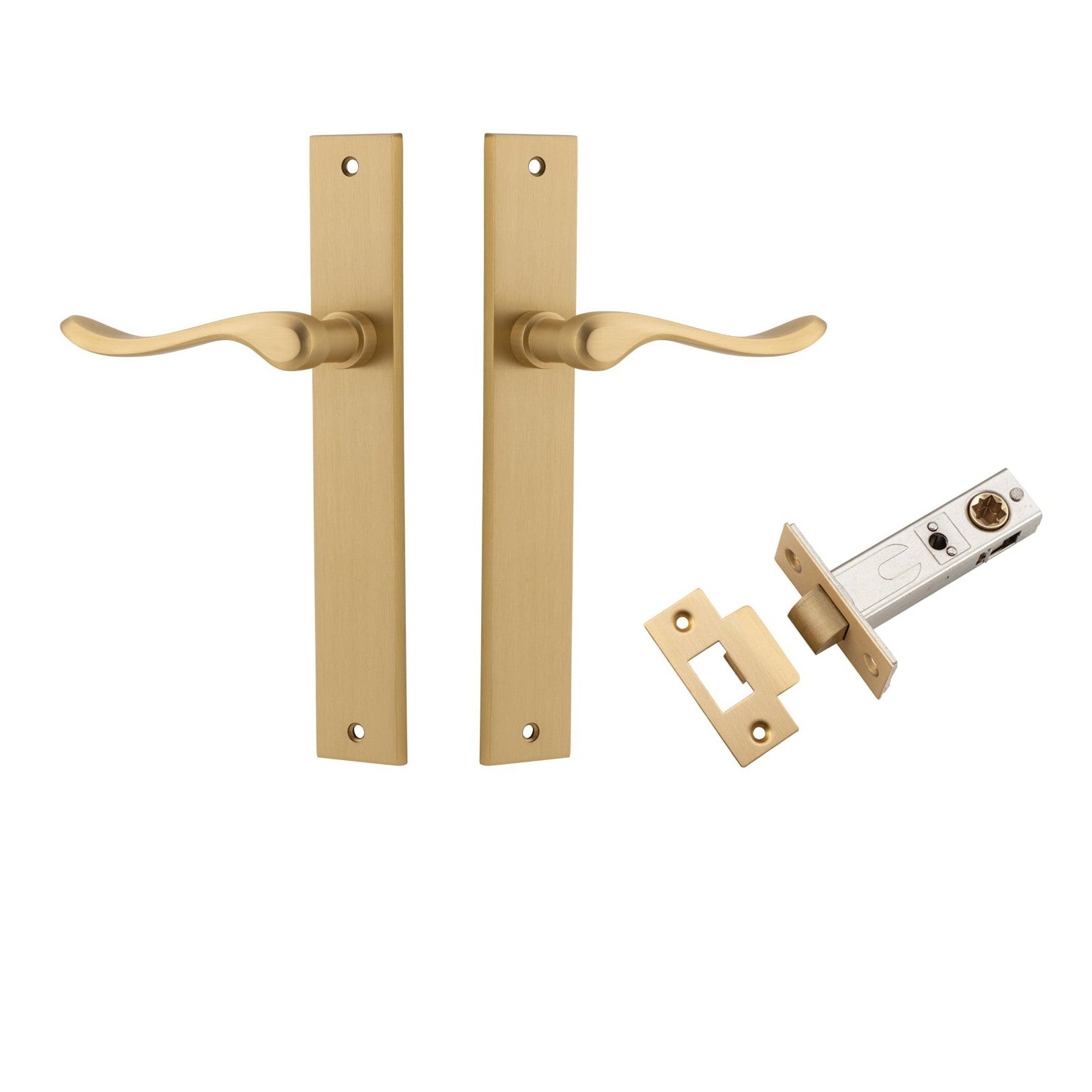 Iver Door Handle Stirling Rectangular Latch Pair Brushed Brass Passage Kit