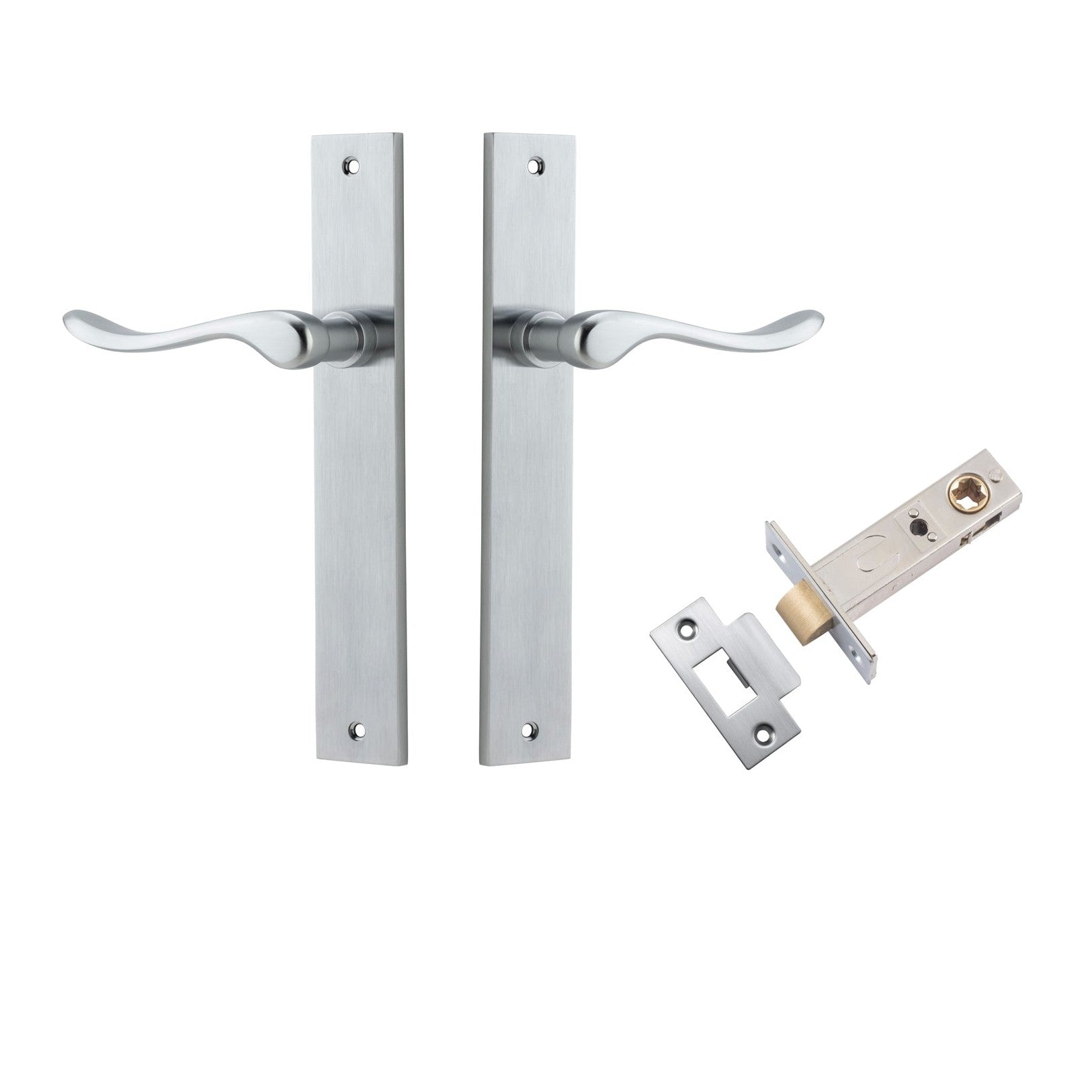 Iver Door Handle Stirling Rectangular Latch Pair Brushed Chrome Passage Kit