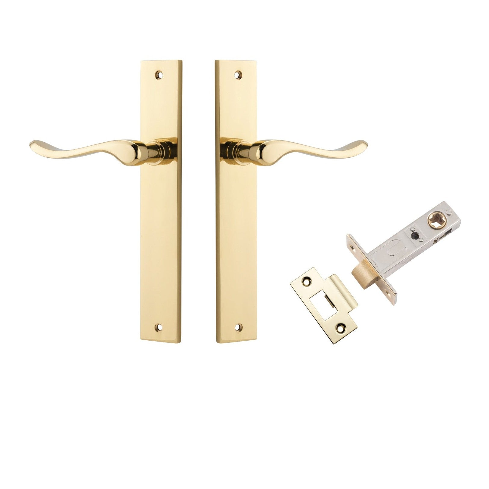 Iver Door Handle Stirling Rectangular Latch Pair Polished Brass Passage Kit