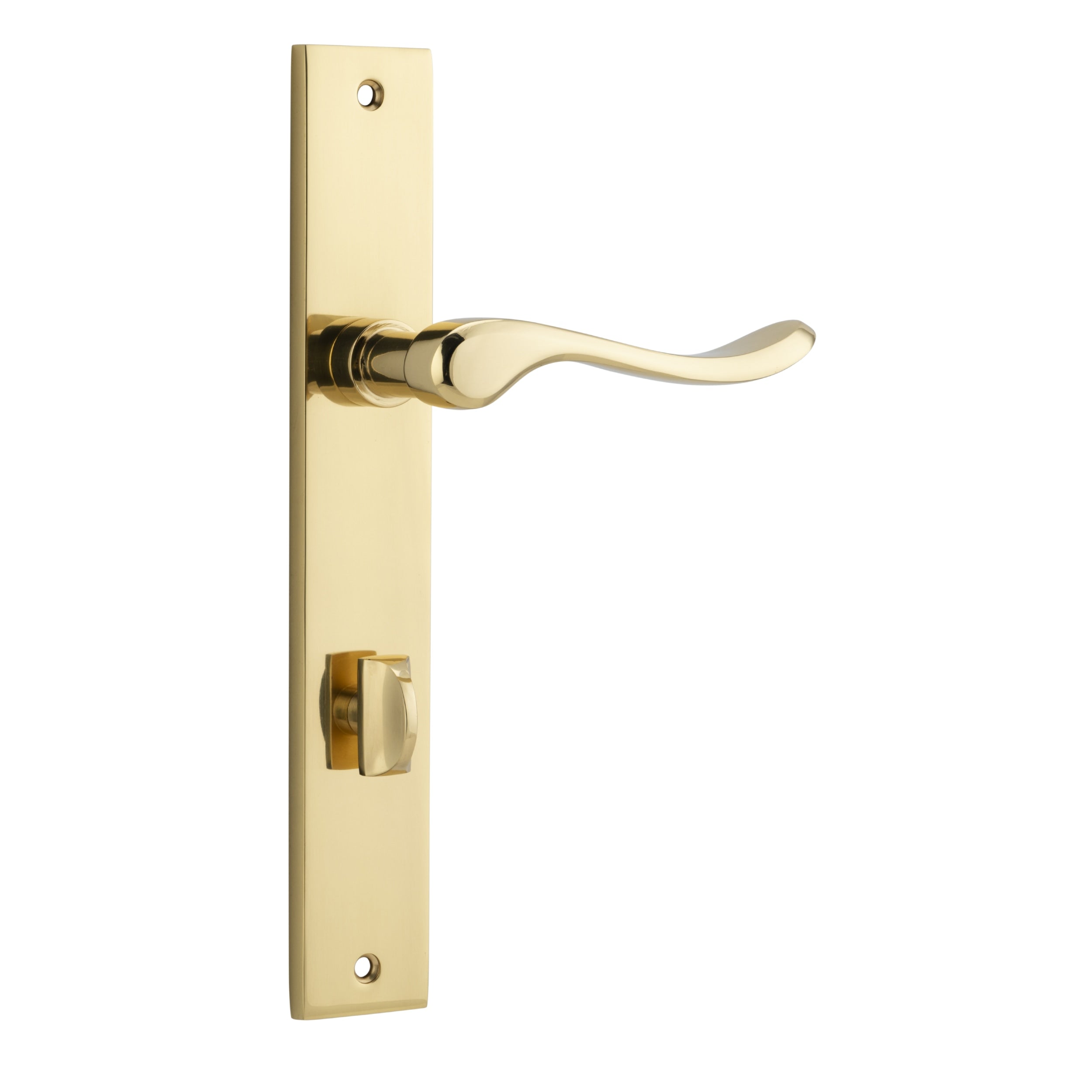 Iver Door Handle Stirling Rectangular Privacy Pair Polished Brass