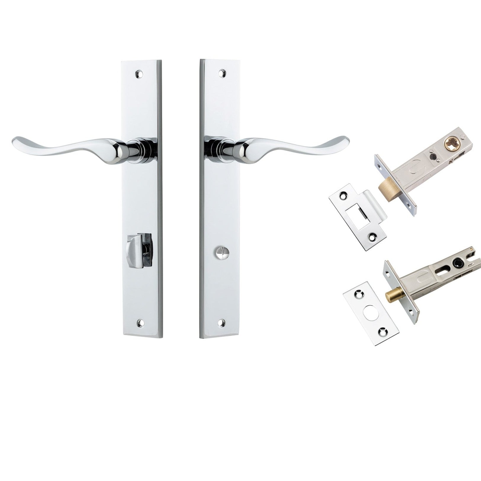 Iver Door Handle Stirling Rectangular Privacy Pair Polished Chrome Inbuilt Privacy Kit